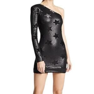 RtA Edie One Shoulder Sequin Mini Dress Black Size 4 Cocktail